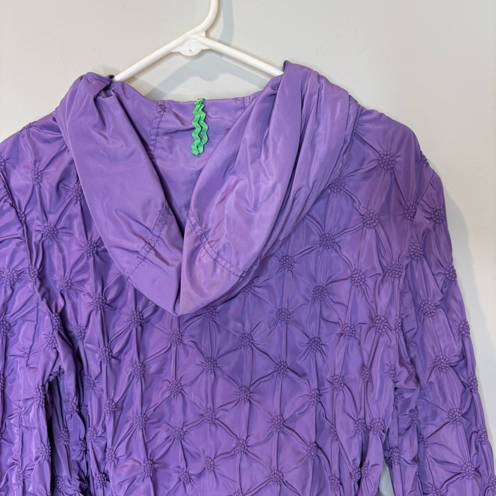 Vintage Escada Purple Hooded Rain Coat Floral Embroidered 38/US 6 - Picture 8 of 10